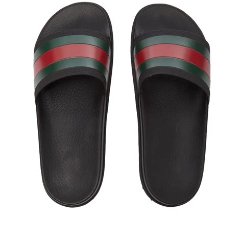 gucci black pursuit treck slide sandals|Gucci ladies slides.